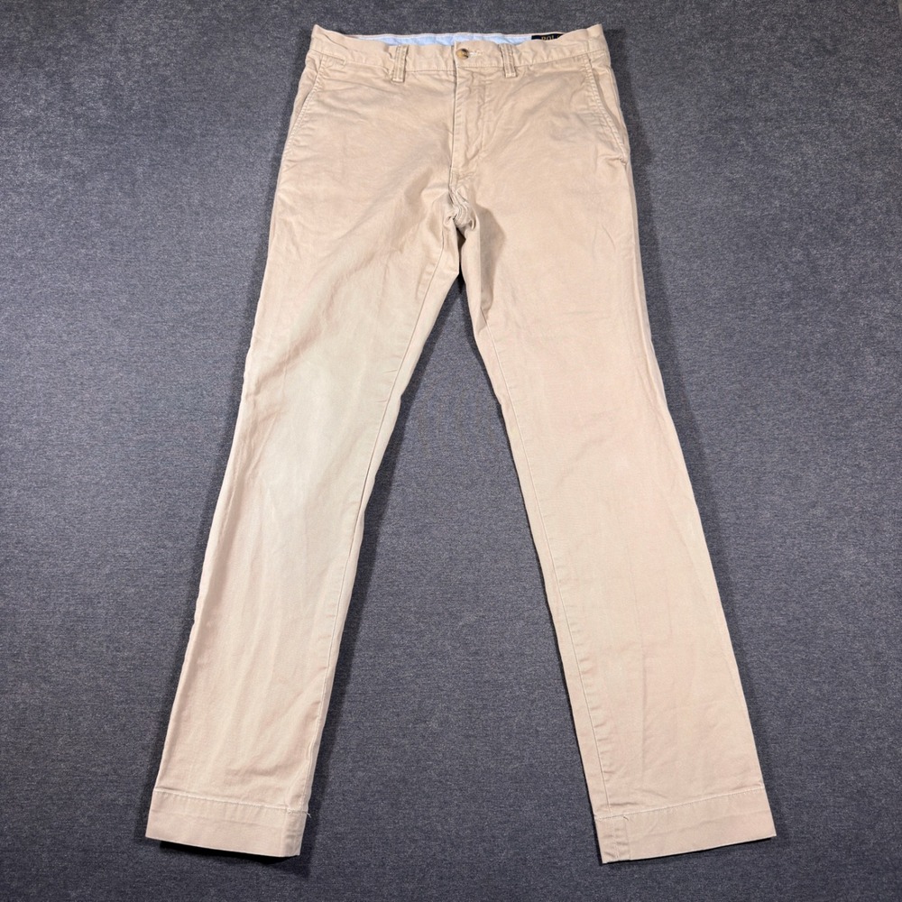 Polo Ralph Lauren Chino Pants Mens 30x31 Beige Stretch Slim Fit Flat Front Tan
